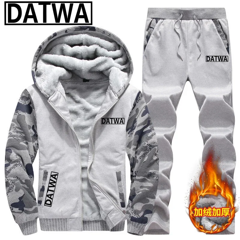 

Datwa Men's Winter Fishing Set Thick Insulation Mountaineering and Cycling Sportswear Pants Zipper Hoodie Casual Sports Set