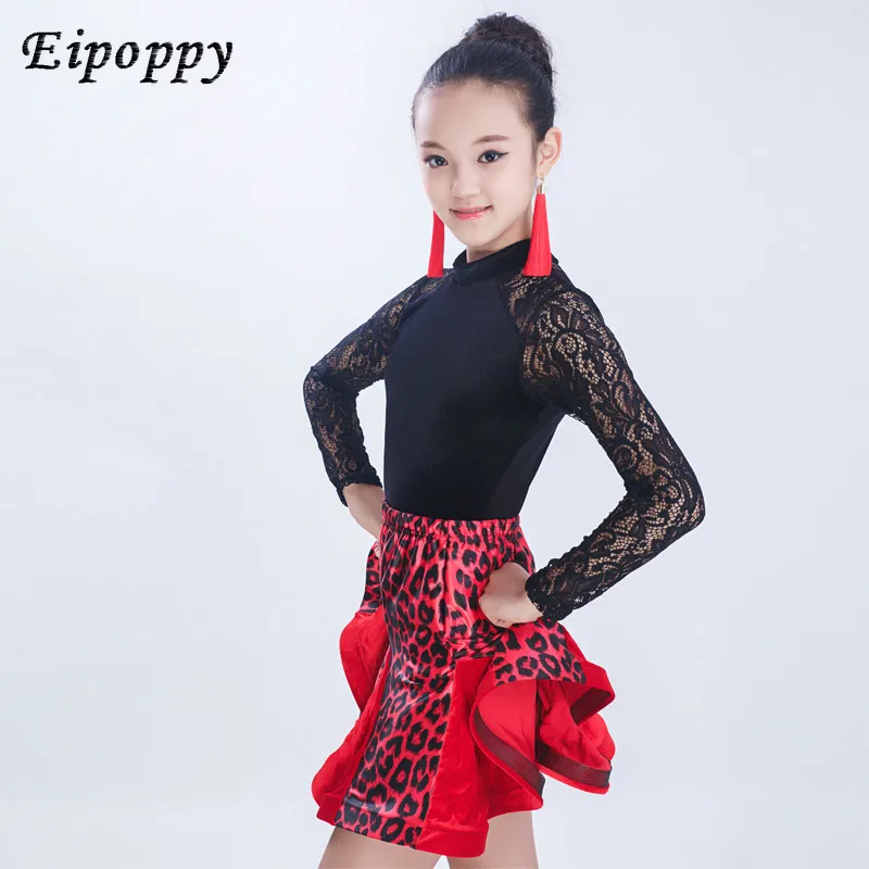 

Winter new children Latin dance clothing practice clothes velvet children Latin show girls Latin dance skirt
