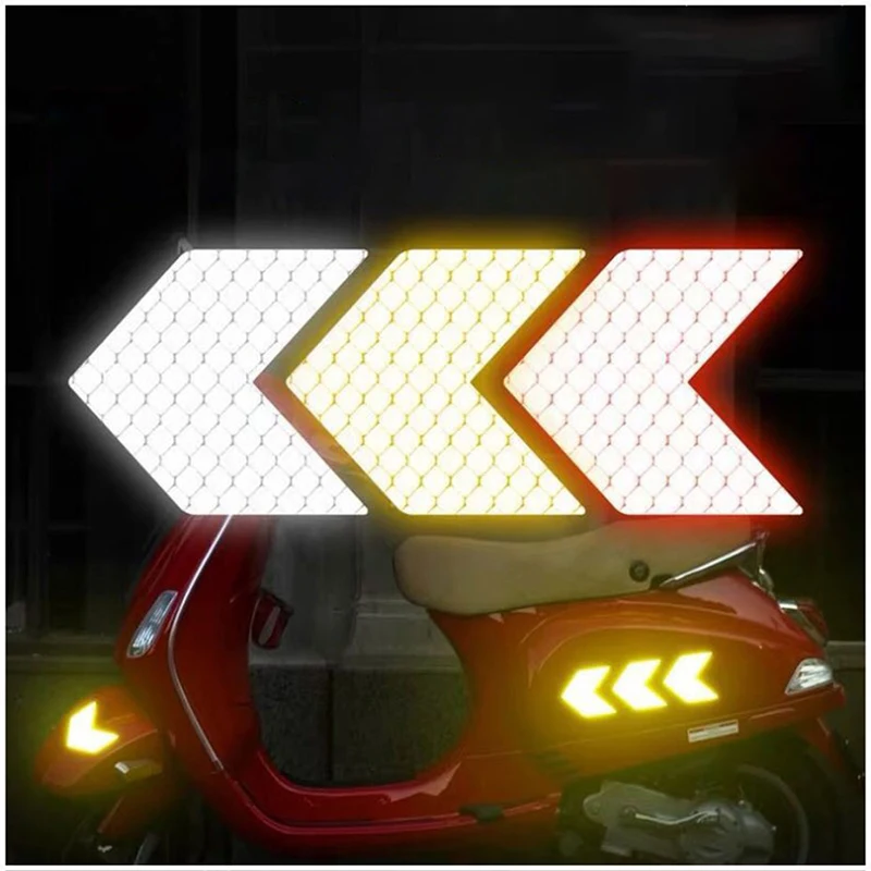 10 Pcs/Set Reflective Car Sticker Motorcycle Arrow Sign Tape Warning Safety Sticker For Truck Motorbike Scooter Bike Car Styling hitchhiker s guide don t panic neon sign mini skirt women s skirts clothes for woman night club women