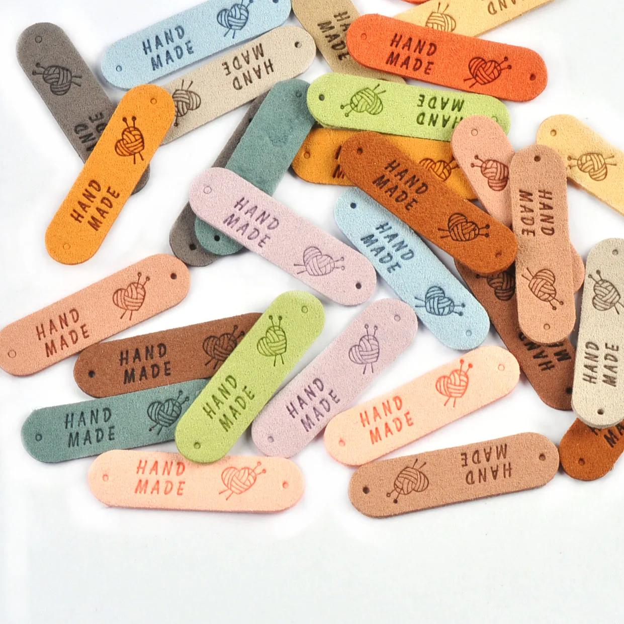 20Pcs 4.5x1.2cm 15Colors Mixed Leather Embossed Labels Sewing Accessories 2holes Garment Tag leather labels,clothing labels,leather tags,garment labels,sewing labels
