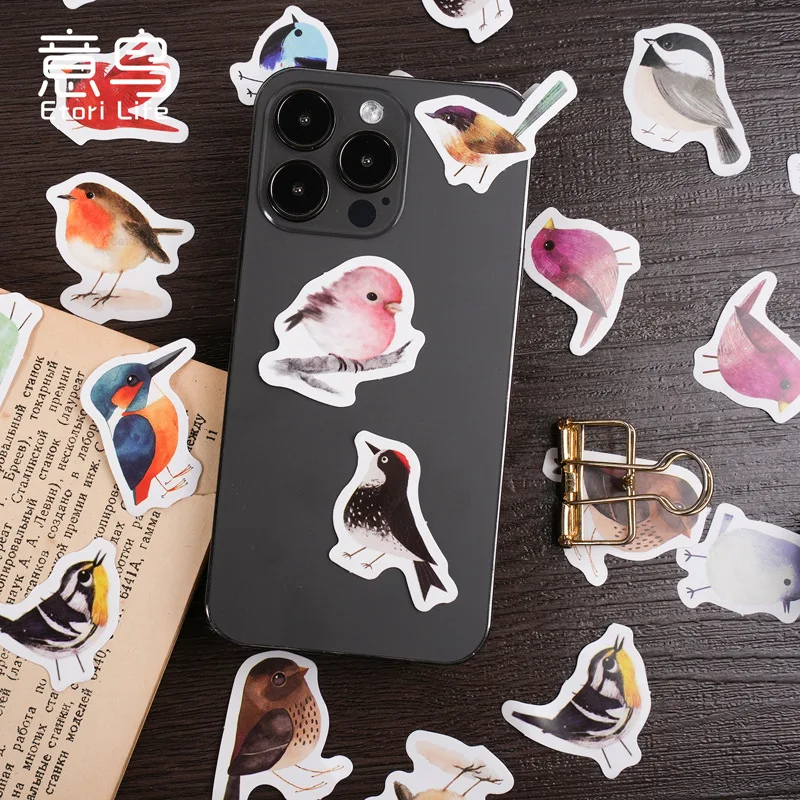 

Etori Life 46pcs Stickers Kawaii Little Bird Chirp Cartoon Cute Hand Account DIY Material Stickers Clipart Stationery Sticker