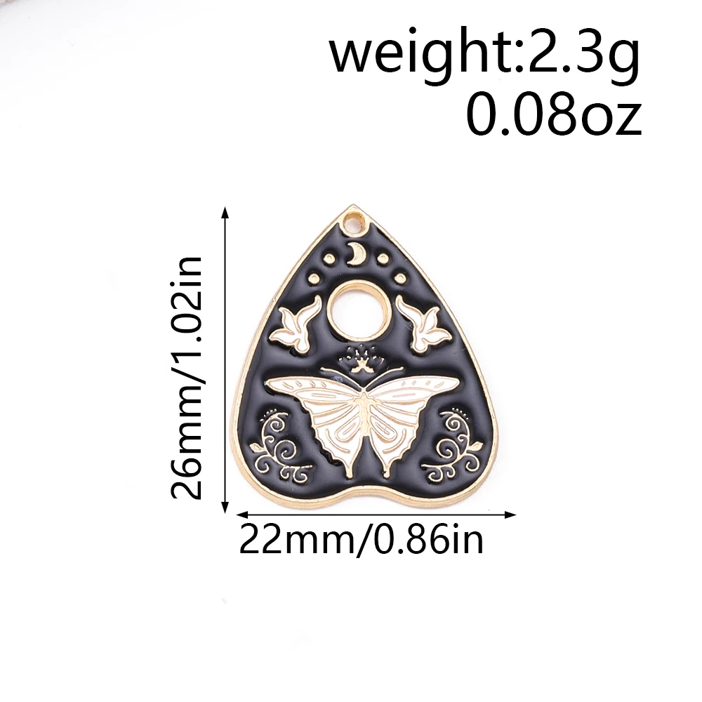 Leslie 10 Stück schwarze Tarot-Karten-Herz-Charms-Anhänger für Armbänder, Halsketten, DIY, Heiliger Gral, Augen-Charms, Schmuckherstellung, Zubehör – Detail 10