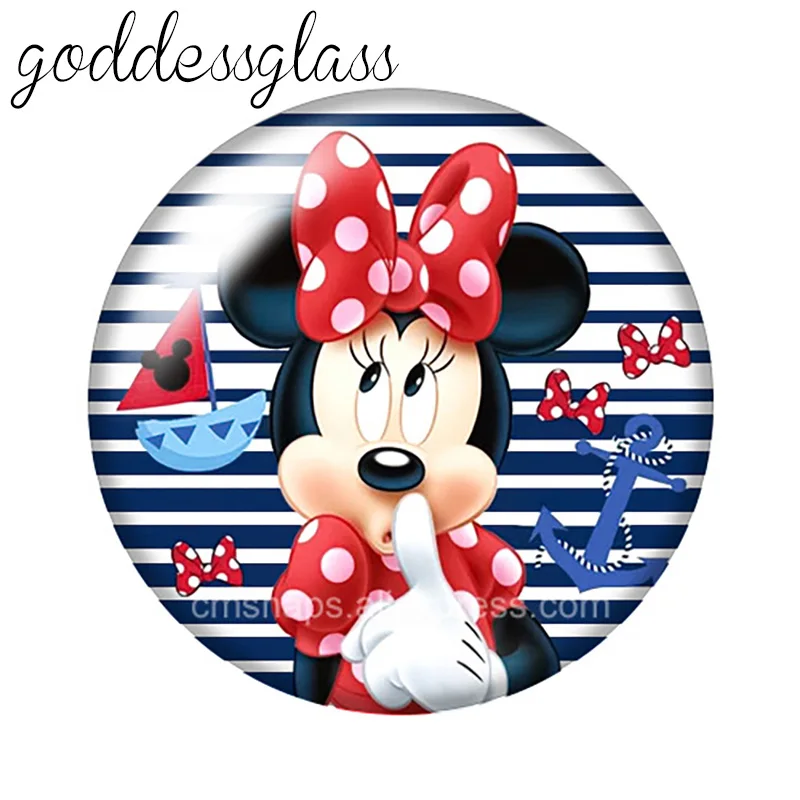 Fashion Jewelry Leather Bracelet Silicone Bracelet Fashion Bracelet Stainless Steel Bracelet Disney cute Minnie Mouse Girls Gift 10pcs 12mm/18mm/20mm/25mm Round photo glass cabochon flat back Making findings for bracelets