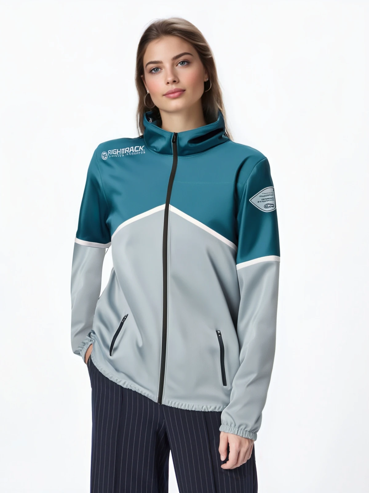 Winter Hooded Jacket Women Snow Windbreaker Thermal Fleece Outerwear Runing Skiing Fishing Hiking RIGHTTRACK Sports Clothing