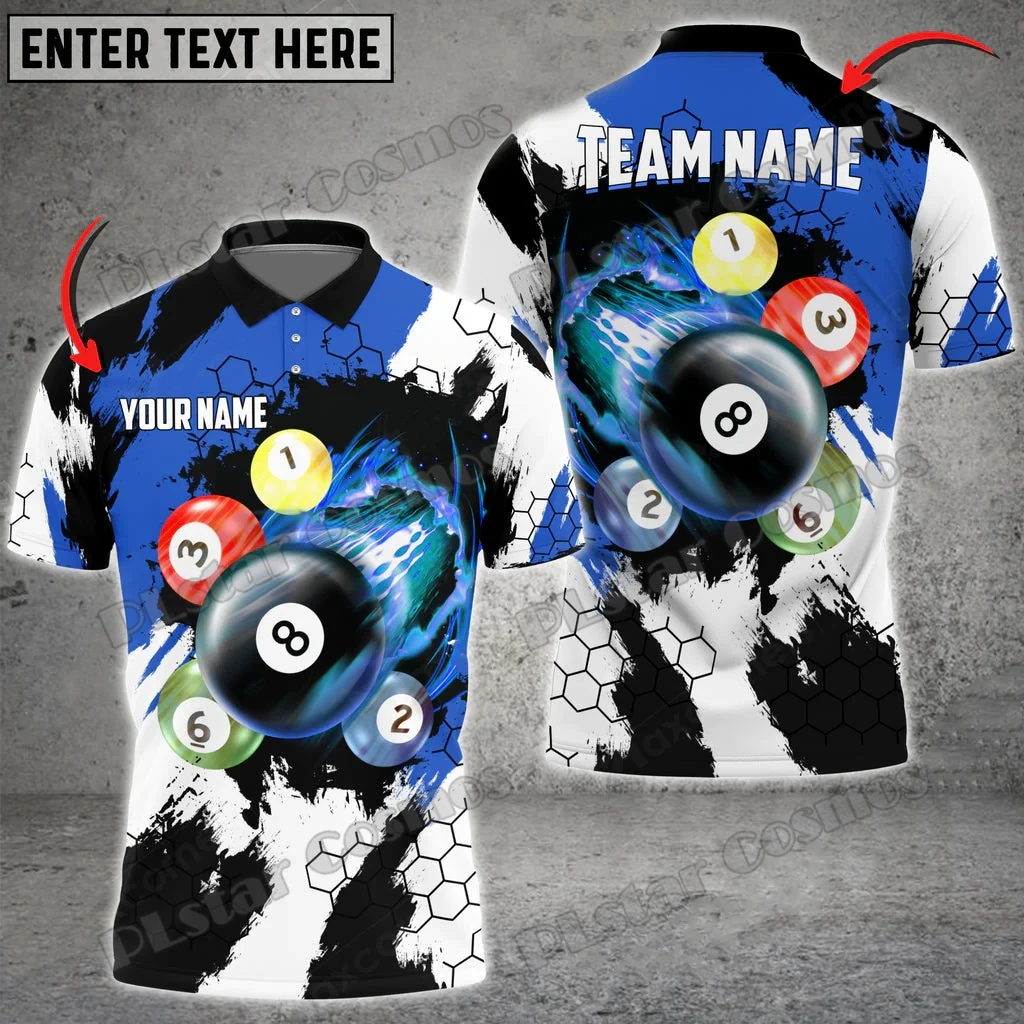 Billard Grunge Textur Mehrfarbig Personalisierter Name 3D Gedruckt Mode Herren Poloshirt Sommer Unisex Casual Poloshirt WK179 – Detail 12
