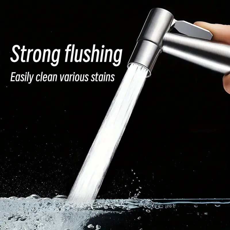 1Set Premium SUS304 Stainless Steel Handheld Bidet Sprayer with High-Pressure Shower Head, 59-inch Hose and Wall Mount Bracket