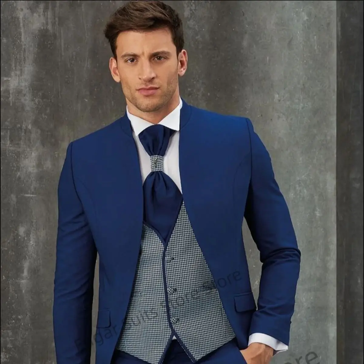 Business Blue Wedding Suits For Men Slim Fit Office Work Groom Tuxedos Prom 3 Pieces Sets High Qublity Male Blazer Costume Homme