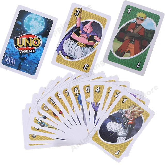 UNO Anime Cartoon One Piece Naruto Dragon Ball Z Demon Slayer Puzzle Cards Games Fanny Familie Poker Board Game Kids Speelgoed 3