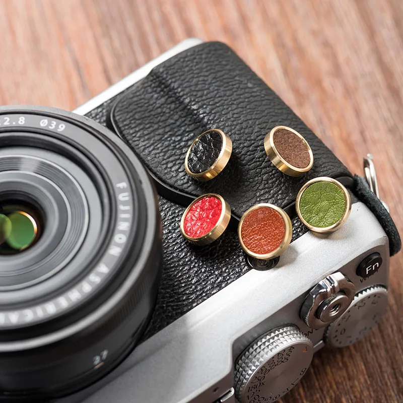 Brass+Leather Camera Shutter Release Button for Fujifilm X100F