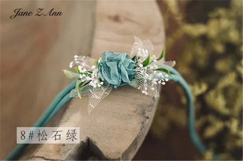 Jane Z Ann Mehrfarbiger Rosen-Kopfschmuck für Neugeborene, 100 Tage, 1 Jahr, Baby-Mädchen Fotoshooting Haarband, Blumen-Fotografie-Requisiten – Detail 2