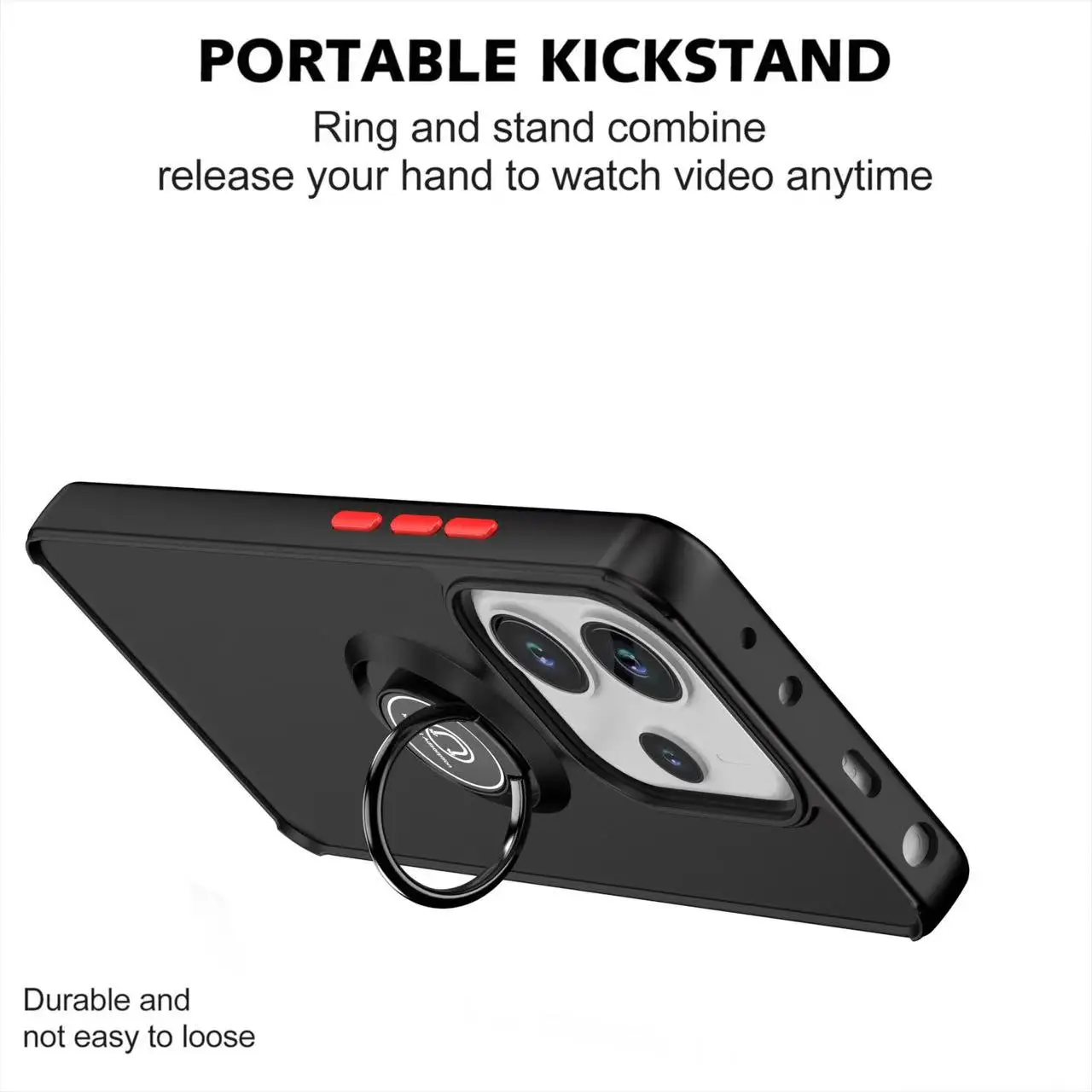 Hot Armor Matte Case with Ring Stand - Shockproof Protective Cover