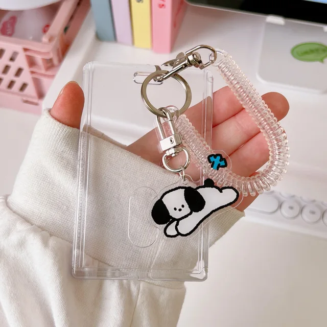 Acrylic Kpop Photocard Holders Keychain ID Badge Holder with Spiral Wrist  Coil Transparent ID Card Holder Photo Card Protector for School ID Office  ID