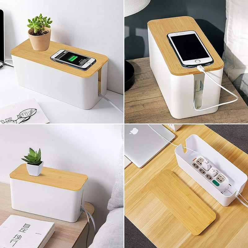 Cable Management Box for Concealing Power Strips and Chargers