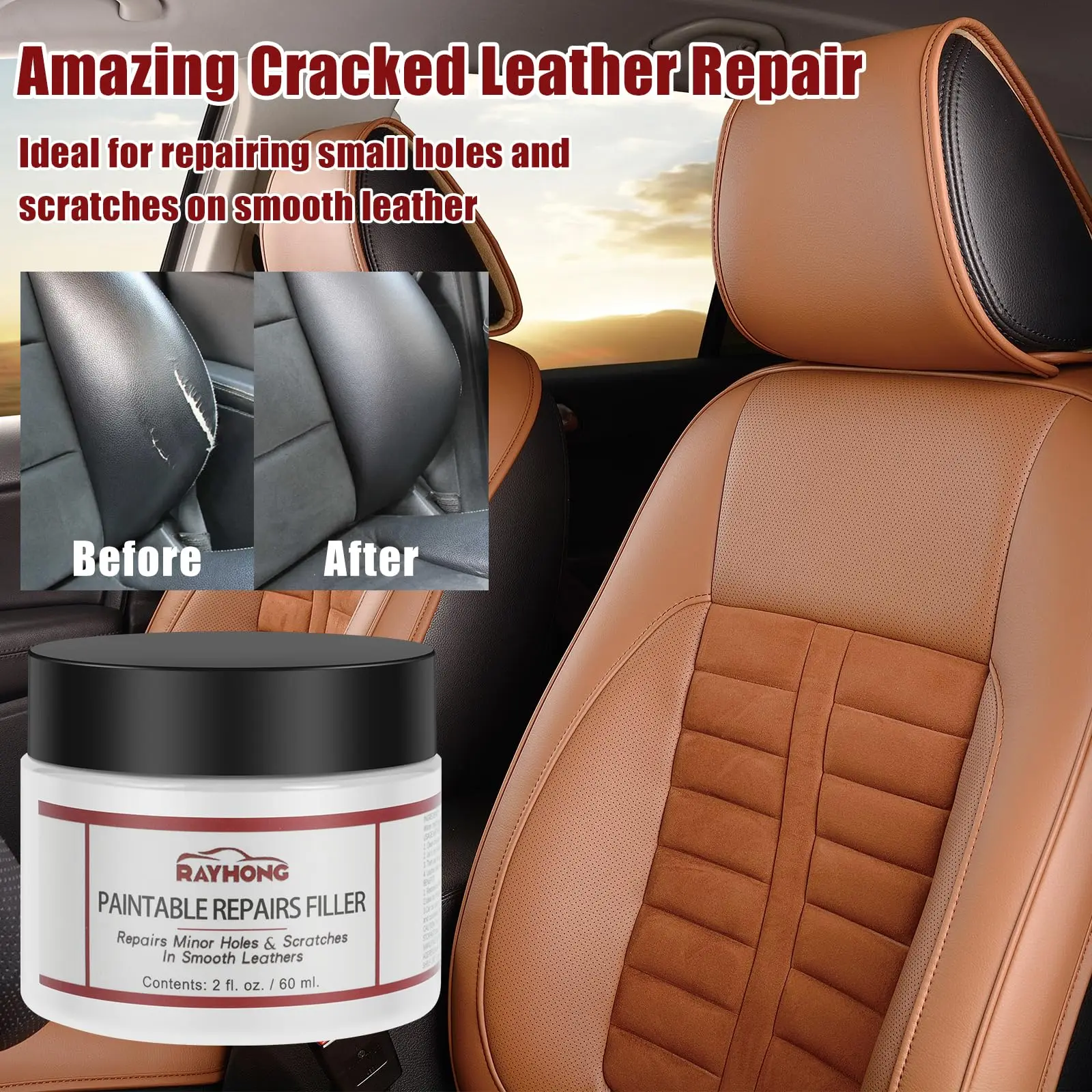 Leather Filler Paste Car Seat Scratch Crack Repair Leather Repair Agent Hole Filler Natural Flexible Paste