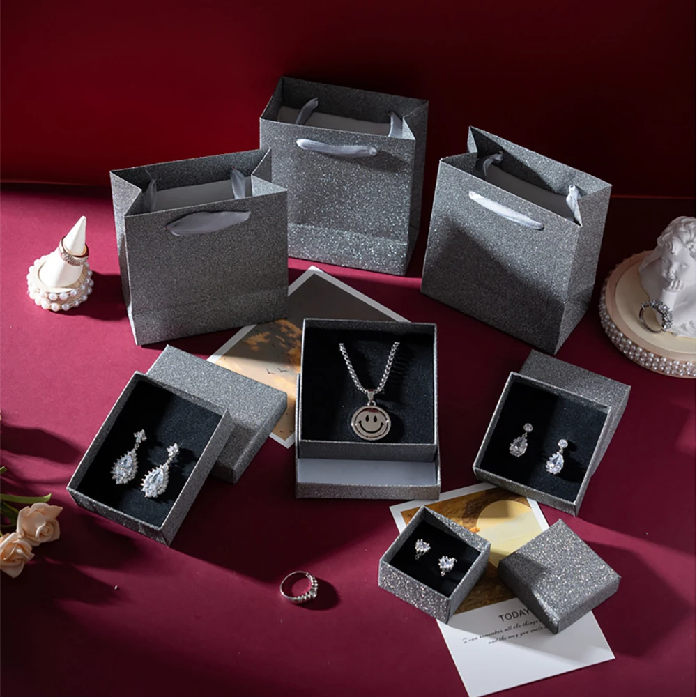 24Pcs Gold Silver Black Jewelry Kraft Paper Packaging Boxes For Earring Necklace Bracelet Gift Package Storage Case Dropshipping