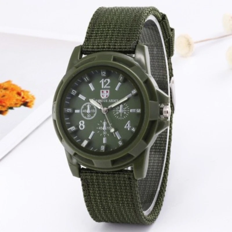 Men's watch woven canvas strap men's three eyed quartz watch