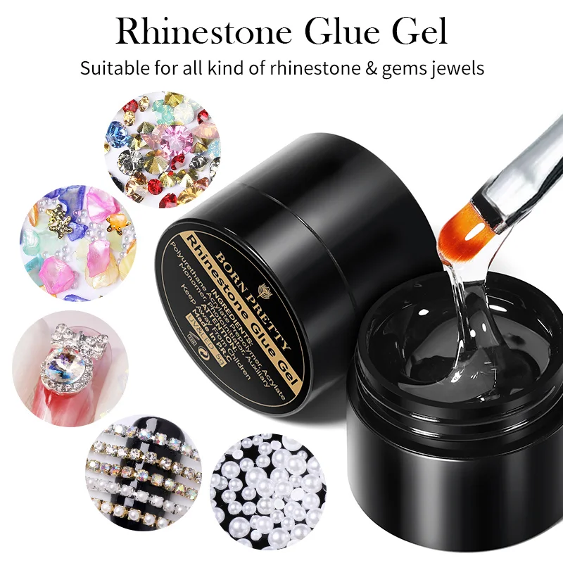 BORN PRTTY Nail Art Nail Gel Rhinestone Glue Gel For Sticky Drill Super Adhesive Crystal Gems Jewelry Decor UV Nail Polish Gel 5