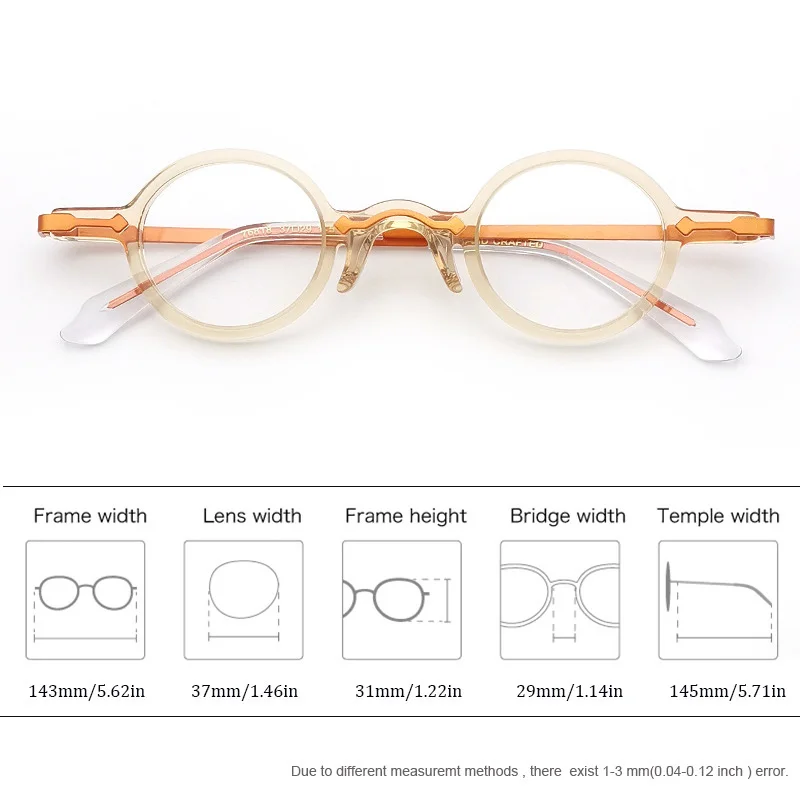 Montature Per Occhiali Vintage Rotonde Piccole Da 36 Mm Fatte A Mano I - Foto 7