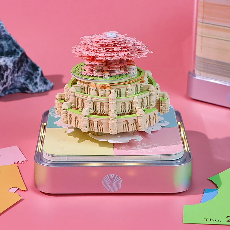 Illuminated 2025 3D Desk Calendar with Memo Pad