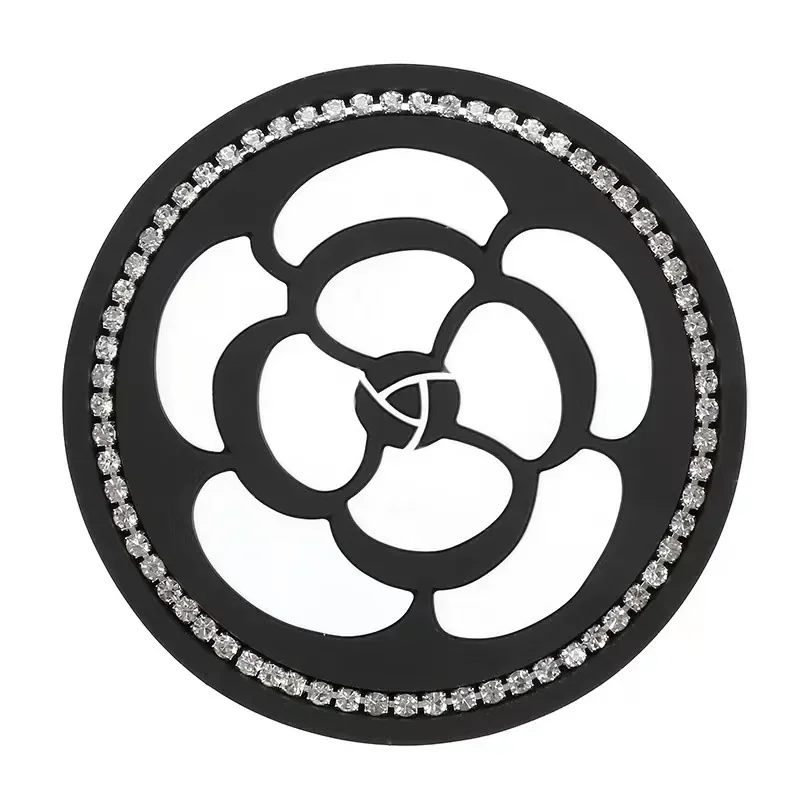 2PCS of Diamond Car Coasters, Tea Flower Car Cup Holders, Silicone Anti Slip Coasters, General Motors Interior Water Cup Mats