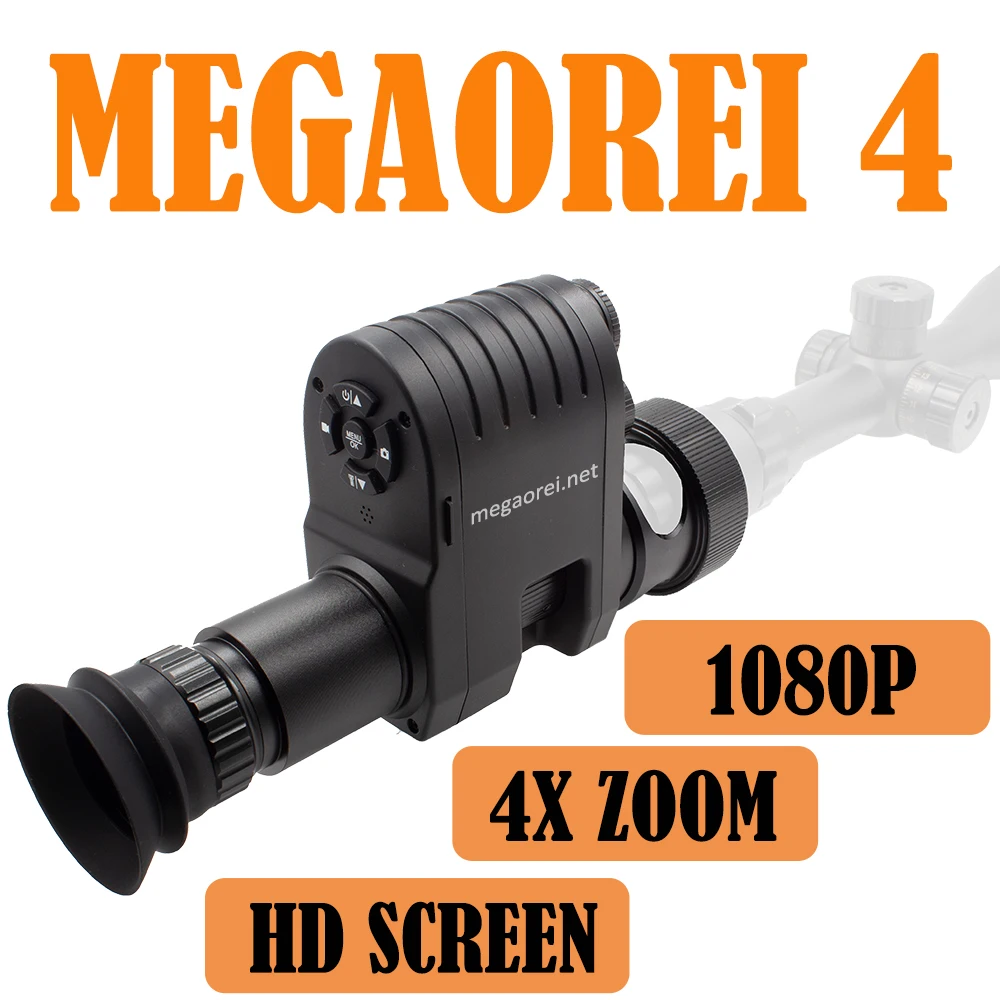 

Megaorei 4 Night Vision Scope Hunting Camera Portable Rear Sight Add on Attachment 1080p HD 4X Digital Zoom PPI266 Screen
