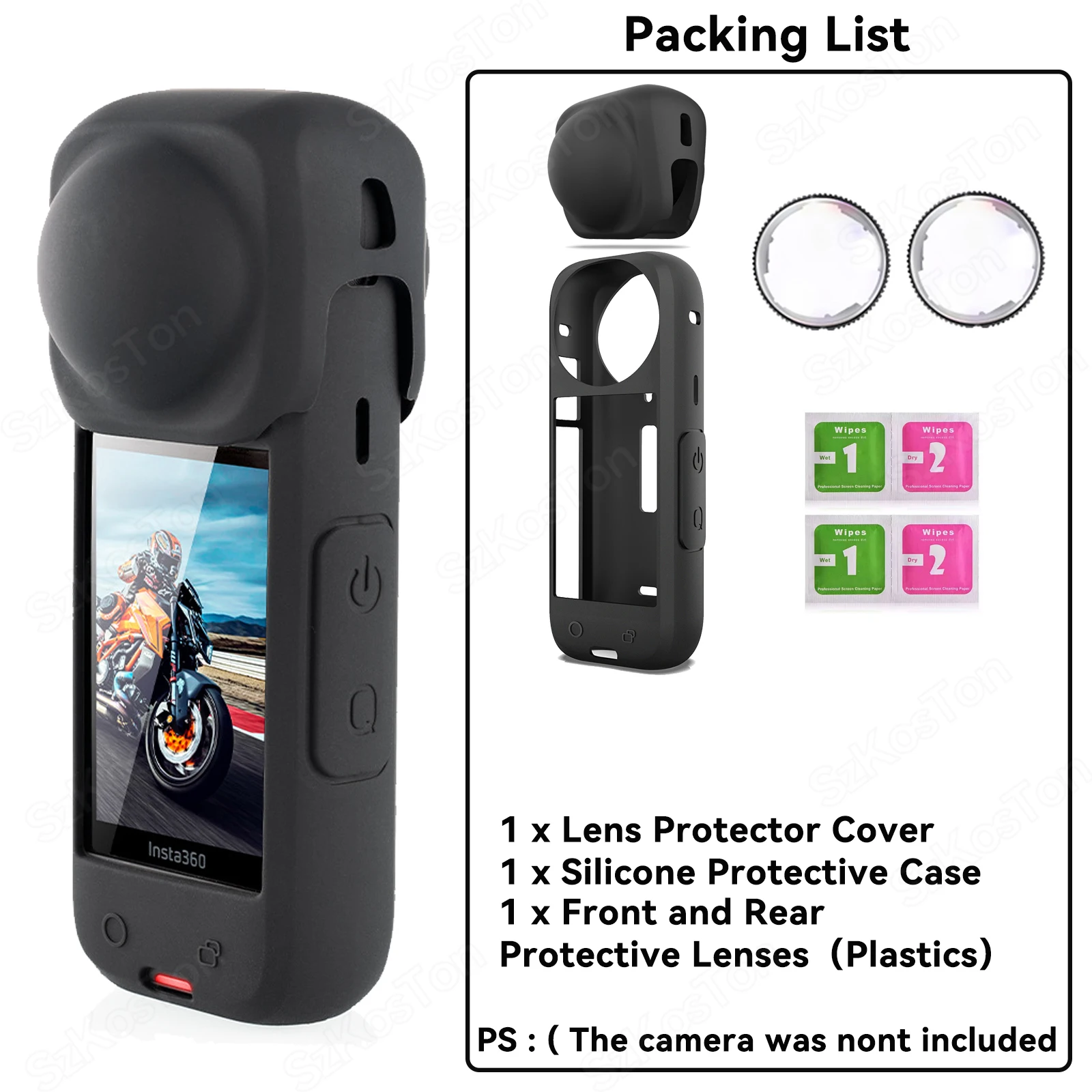 Soft Silicone Protective Lens Cap and Screen Protector for Panorama Cameras - Camera Accessories