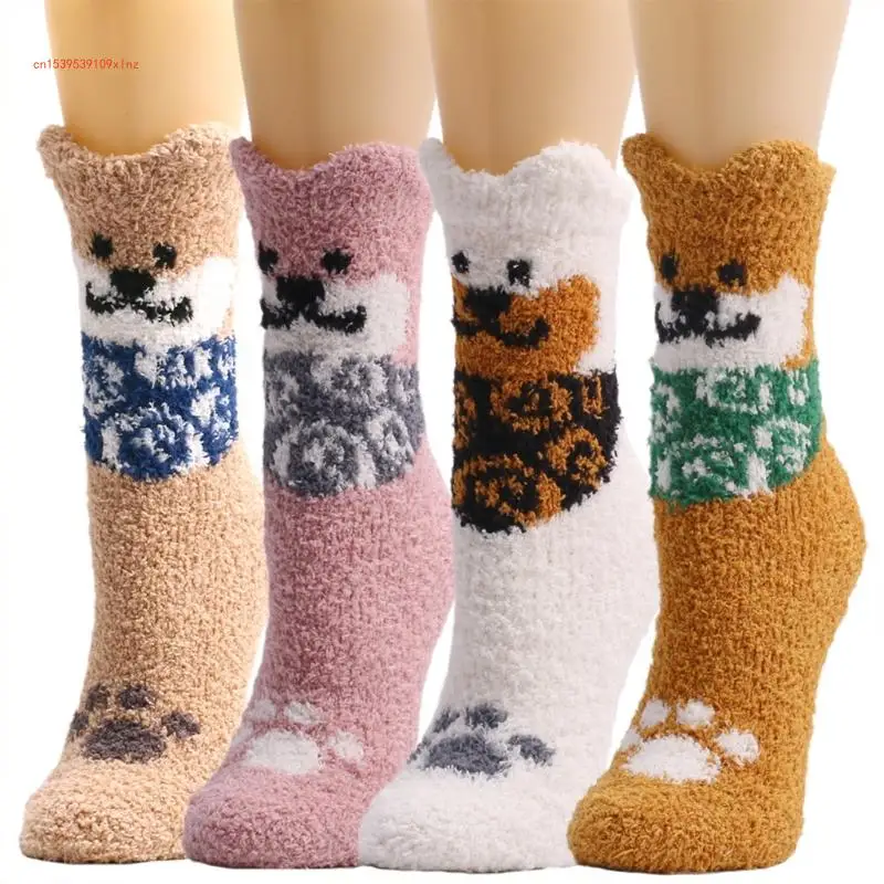

Women Winter Novelty Fuzzy Slipper Socks Cartoon Dog Sleep Hosiery