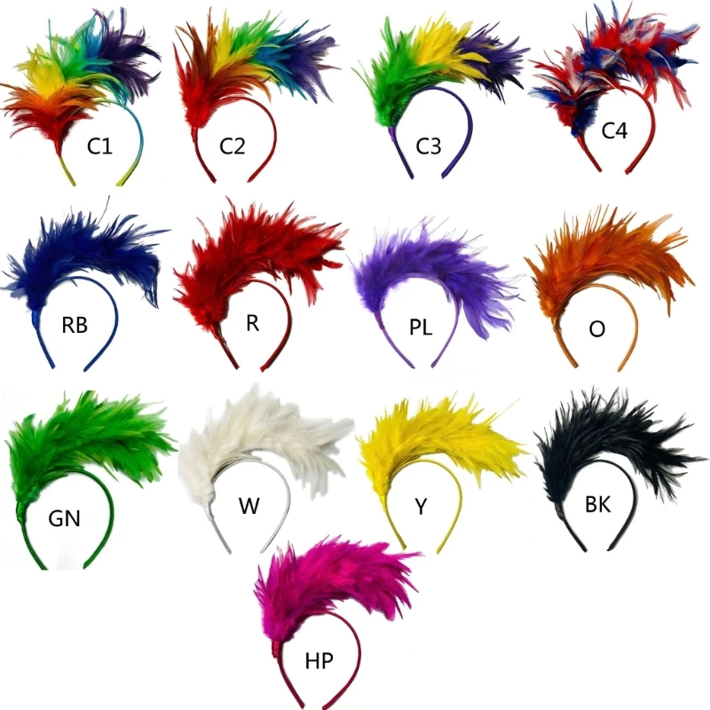 

Mardi Gras Headband Burlesque Headpiece With Feathers Flapper Feather Headband Dropship