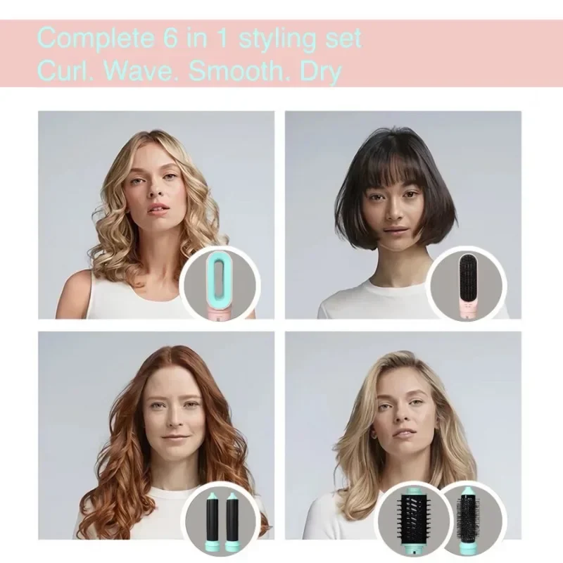 2025 New 6-in-1 Curling Iron Hot Air Comb Multifunctional Hair Dryer Automatic Curling Iron Hair Styler 2