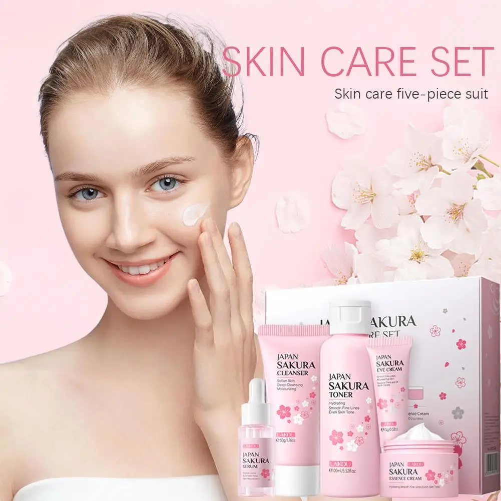 

New Skincare Set Oil Control Facial Cleanser Nourishing Face Serum Cream Fade Dark Circles Eye Cream Face Care