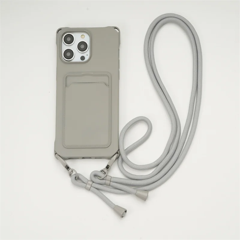 Shockproof Card Slot Holder Lanyard Case with Crossbody Necklace Strap Cover