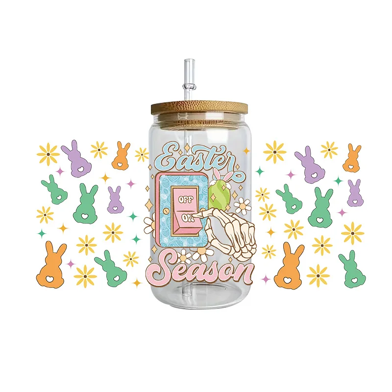 Easter Series Easy peel waterproof DIY Decals 3D transfers uvdtf crystal stickers 16oz uv dtf tumbler cup wraps sticker