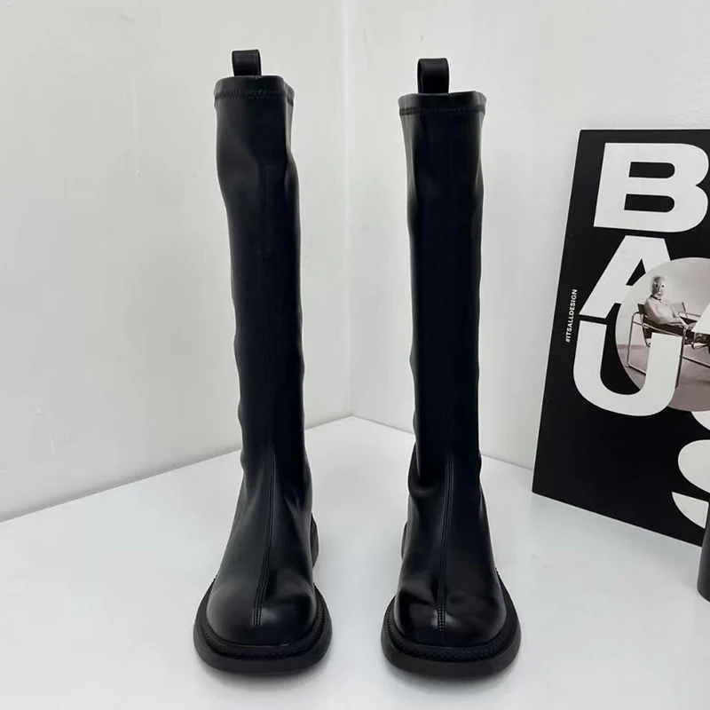 Botas altas para mulheres designer de moda sapatos de salto alto joelho alto goth mulher chelsea botas 2025 vestido novo aconchegante zapatos de mujer botas