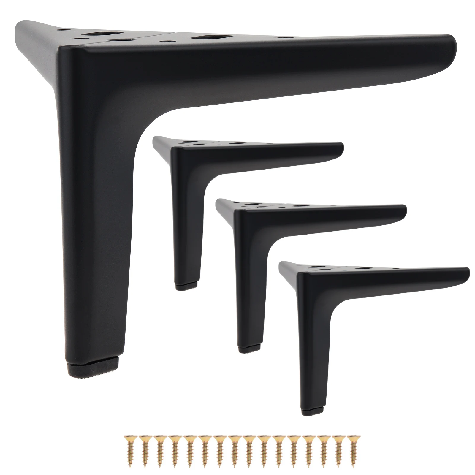 4 pcs 12cm Sofa Leg Galvanized Iron Furniture Legs Metal Gold Black Cabinet Table Legs with 16 pcs Screws