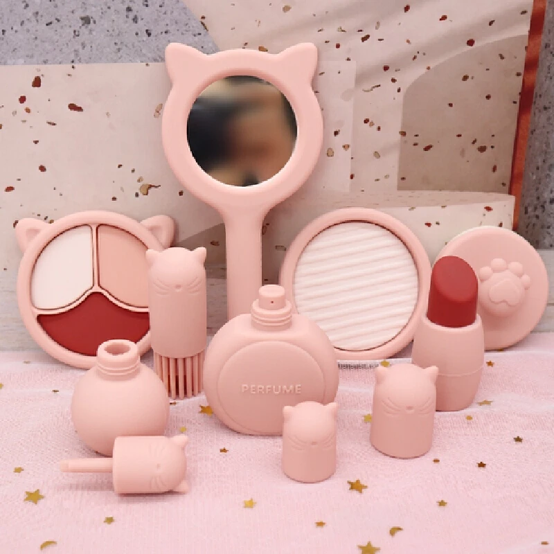 Girl Makeup Toys Silicone Simulation Cosmetic Toy Set Children Imitate Makeup Tools Edible Grade Silicone Child Girl