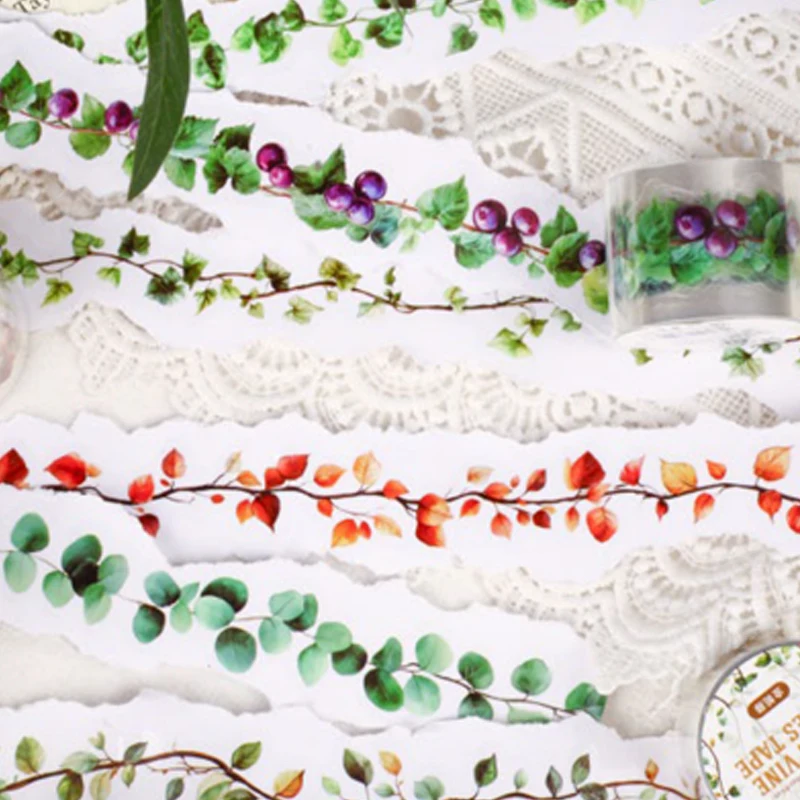 Mr Paper 3Rolls/bag Jade Vine 시리즈 모양의 테이프 마스킹 테이프 DIY 핸드북 사진 프레임 앨범 저널