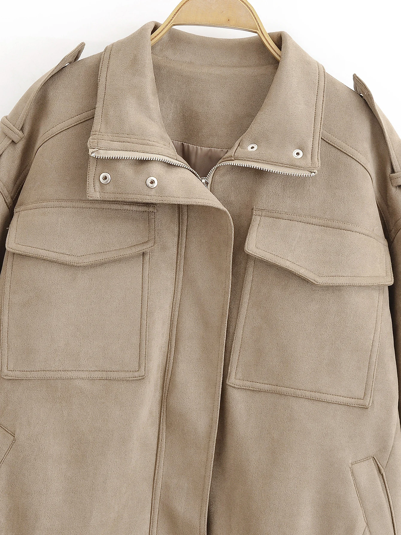 Women Suede Jacket Coat 2025 Fall Winter Fashion Long Sleeve Zipper Loose Coat Chic Female Leisure Streetwear Leather Outerwear