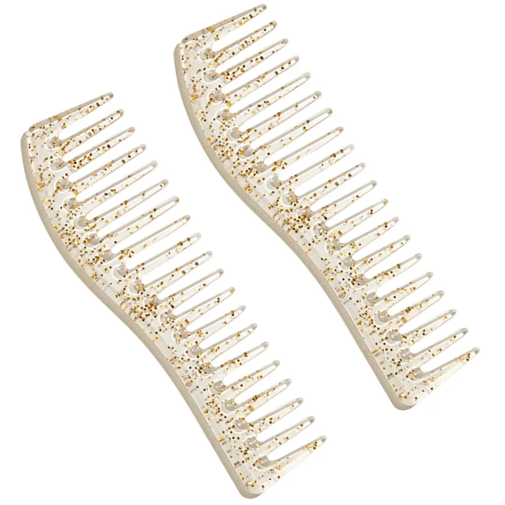 

2 Pcs Curly Hair Comb Combs for Stylist Shower Women Back Styling Wide Tooth Wet