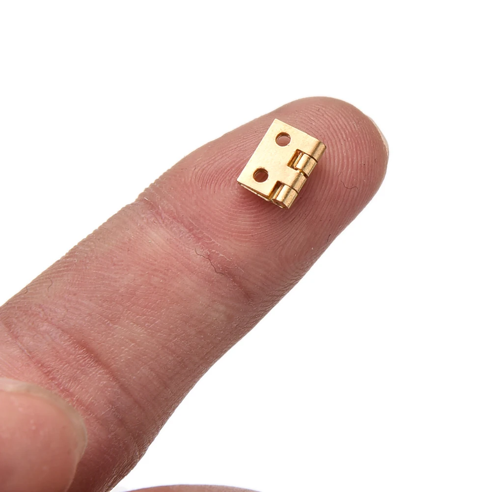 10Pcs 1/12 Dollhouse Miniature Small Metal Hinge Small Wooden Gift Box Exquisite Jewelry Copper Door Hinges Hardware Tool Supply