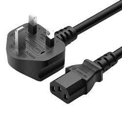 Durable UK Plug Power Cord - 1.8m to 3m Extension Cable with IEC 320 C13 Connector - 3m (3X0.75m2)