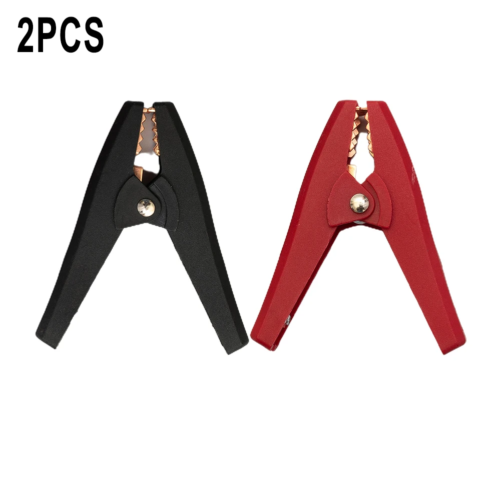 2PCS Insulated Alligator Clips 100A 90mm Black & Red Car Battery Clips Plastic Handle Test Probe Cable Connectors Clips