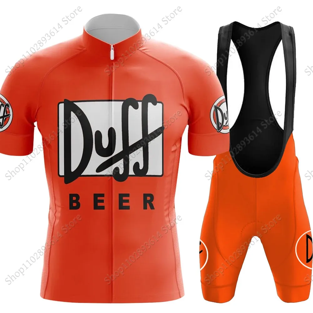Duff-Beer Cycling Jersey Set Summer Men Red Bicycle Clothing Kit Road Bike Shirts Suit Bicycle Bib Shorts MTB Ropa Maillot