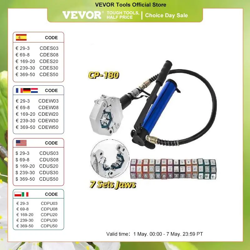 VEVOR Hydraulic Hose Crimper 71500 Separable Hydra-Krimp with Aluminum Pump Handheld Air Condtioning Repair Crimping Tool Set