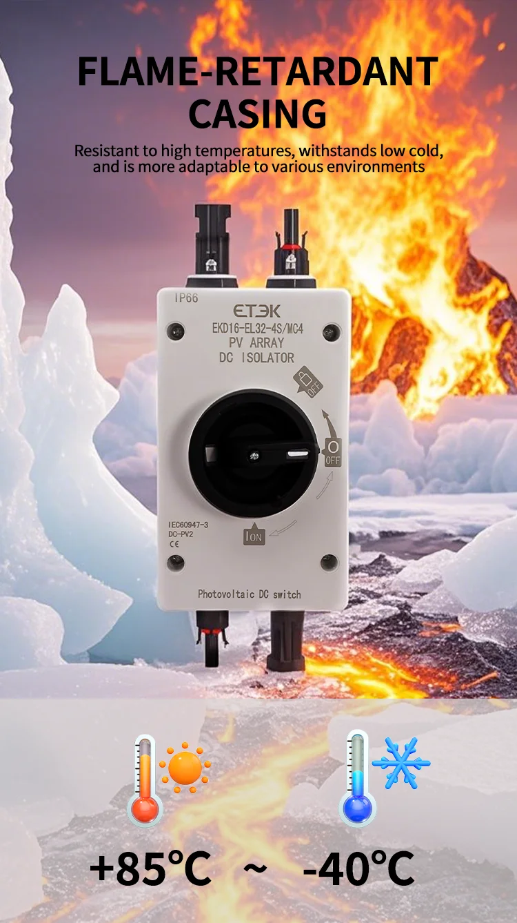 DC Isolator With box IP66 4P 32A 4series/1(3+1)strings Top to Bottom Connection