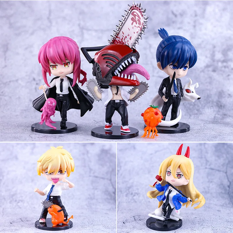 

5pcs/set Chainsaw Man Anime Figure Denji Pochita Power Q Version Decoration Pvc Action Model Toys Ornaments Doll Children Gift