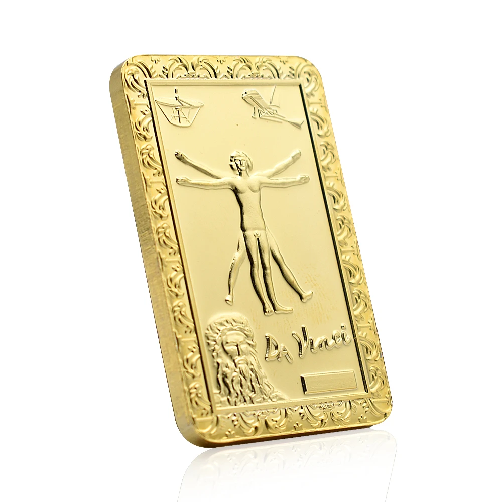 Mona Lisa Gold Bar Da Vinci Metal 3D Embossed Crafts Home