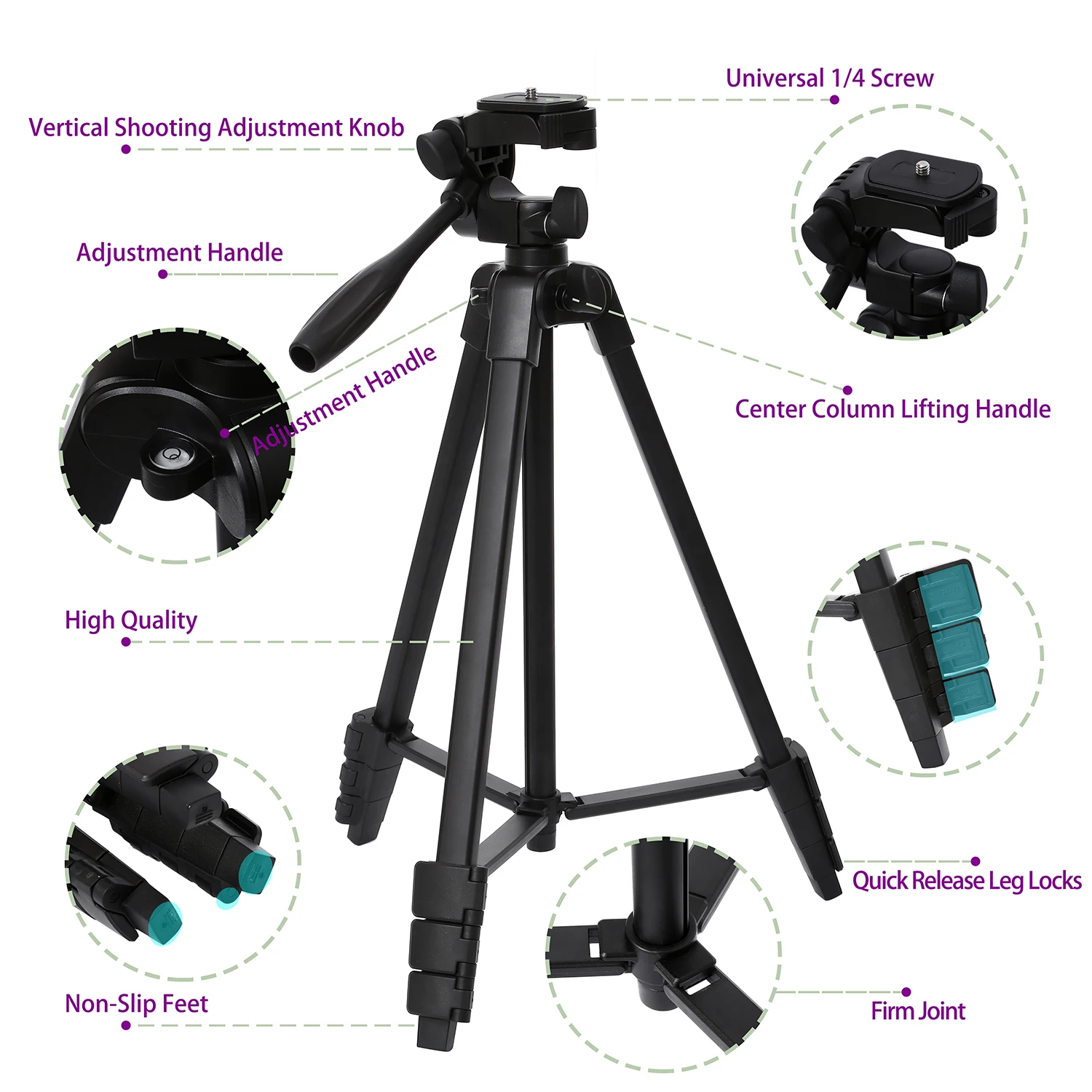 Profesional Aluminum Mini Tripods With Bluetooth Camera Tripod Stand Camera Phone Smartphone iphone Xiaomi Huawei Max 136CM