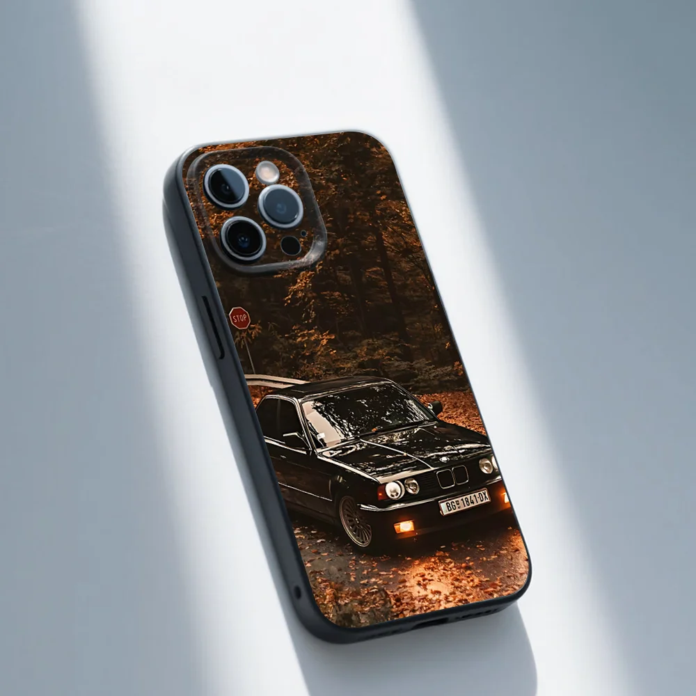 Luxury Car-Inspired Black Silicone Phone Case - Soft, Stylish Protection