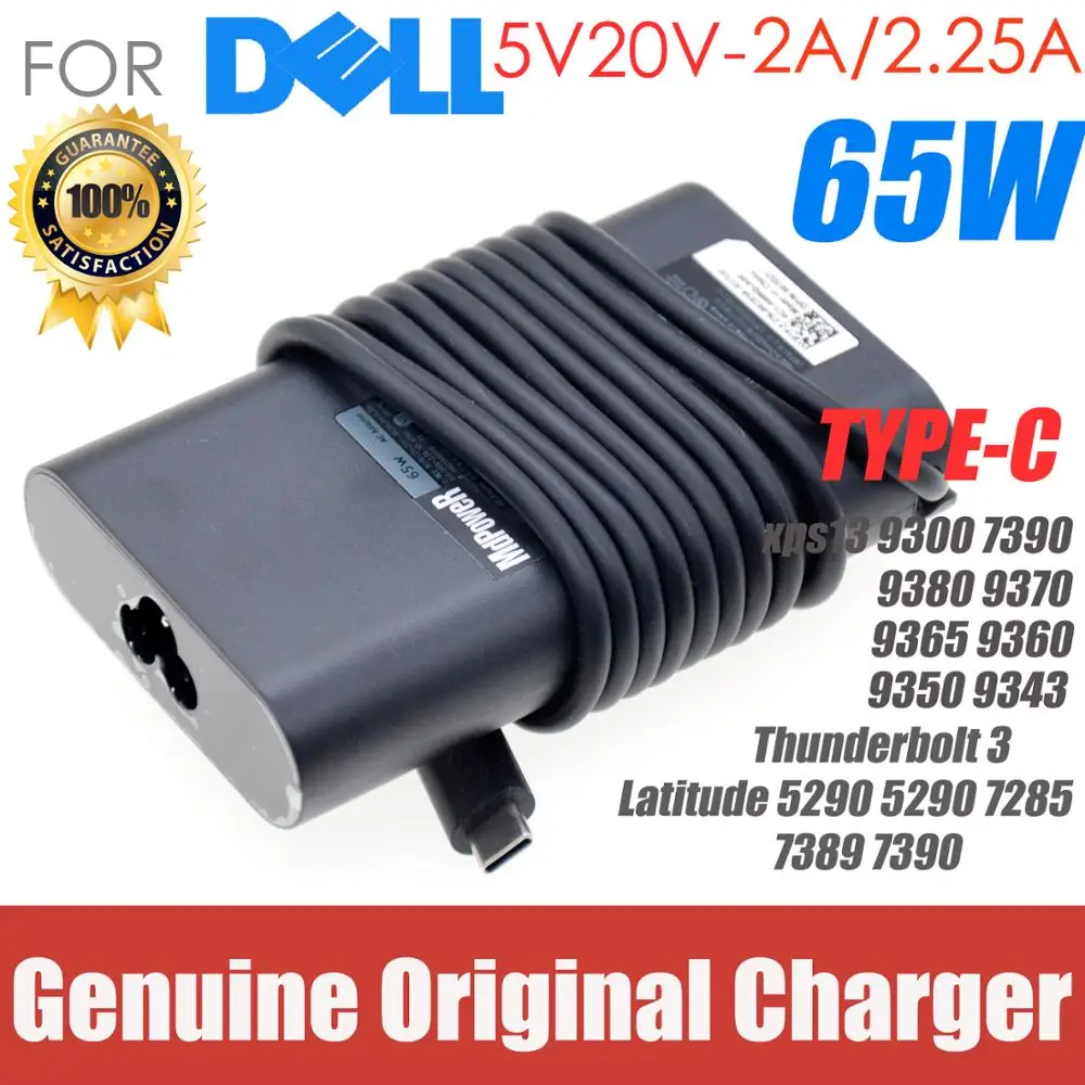 New Original 65W Type-C Pd Usb Ac Adapter For Dell Latitude 5290 5290 7285 7389 7390 Thunderbolt3 20V 3.25A Charger Power Supply