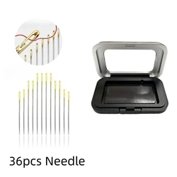Magnetic Sewing Needle Storage Box - Black Rectangle Holder (36 Needles and Boxes)